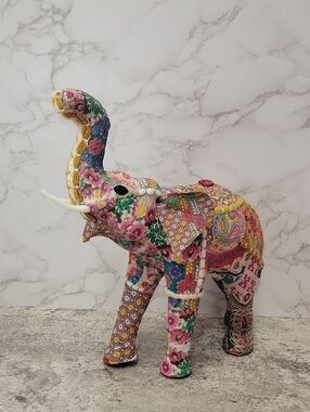 Vintage Fabric Patchwork Bobo Elephant